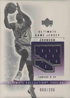 2003 Upper Deck Ultimate Collection Ultimate Game Jersey #MA-J Magic Johnson Basketball Card