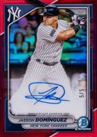 2024 Bowman Chrome Chrome Rookie Autographs #CRAJD Jasson Dominguez Red Refractor Baseball Card