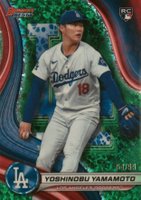 2024 Bowman's Best #34 Yoshinobu Yamamoto Green Mini Diamond Baseball Card