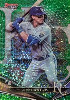 2022 Bowman's Best #13 Bobby Witt Jr. Green Mini Diamond Refractor Baseball Card
