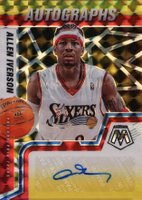 2021 Panini Mosaic Autographs Mosaic #AMAIV Allen Iverson Fusion Red/Yellow Choice Basketball Card