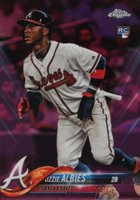 2018 Topps Chrome #72 Ozzie Albies White Jersey-Pink Refractor Baseball Card