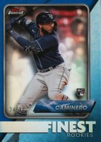 2024 Topps Finest Finest Rookie Design Variation #FRD8 Junior Caminero Blue Refractor Baseball Card