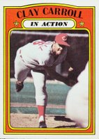 1972 Topps #312 Clay Carroll In Action Baseball Card