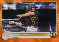 2022 Topps Pro Debut #PDC103 Jackson Merrill Chrome-Orange Lava Refractor Baseball Card
