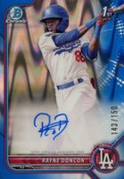 2022 Bowman Chrome Prospect Autographs #CPARD Rayne Doncon Blue Raywave Refractor Baseball Card