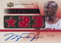 2008 Upper Deck Premier Attractions Autograph Jersey #AT-JO Michael Jordan Basketball Card