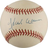 1999 Hall of Fame Autographs # Hank Aaron Ball Baseball Card