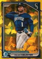 2024 Bowman Chrome Sapphire Edition Prospects #210 Felnin Celesten Yellow Baseball Card