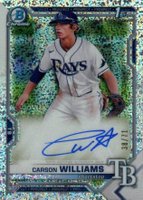 2021 Bowman Draft Chrome Draft Pick Autographs #CDACW Carson Williams Sparkle Refractor Baseball Card