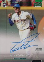 2022 Topps Stadium Club Chrome Autographs #JR Julio Rodriguez Green Refractor Baseball Card