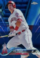 2018 Topps Chrome #100 Mike Trout Batting-Blue Refractor Baseball Card
