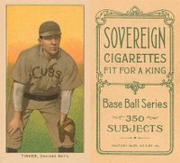 1909 White Borders Sovereign #487 Joe Tinker Hands On Knees Baseball Card