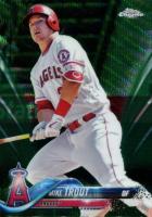 2018 Topps Chrome #100 Mike Trout Batting-Green Wave Refractor Baseball Card