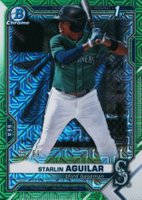2021 Bowman Chrome Mega Box #249 Starlin Aguilar Green Refractor Baseball Card