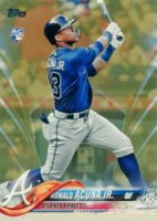 2018 Topps Update #US250 Ronald Acuna Jr. At-Bat in Blue Jersey-Gold Baseball Card