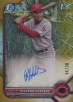 2022 Bowman Chrome Prospect Autographs #CPARCA Ricardo Cabrera Gold Shimmer Refractor Baseball Card