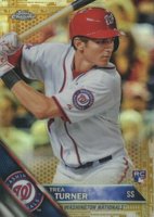 2016 Topps Chrome #32 Trea Turner Gold Refractor Baseball Card