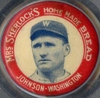 1924 Mrs. Sherlock Bread Pins # Walter Johnson Baseball Card