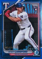 2024 Bowman Chrome Mega Box #71 Wyatt Langford Blue Refractor Baseball Card