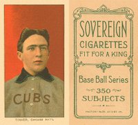 1909 White Borders Sovereign #488 Joe Tinker Portrait Baseball Card