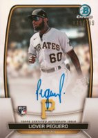 2023 Bowman Chrome Rookie Autographs #CRALP Liover Peguero Refractor Baseball Card