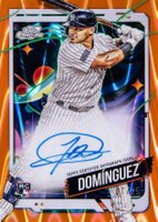 2024 Topps Chrome Cosmic Cosmic Chrome Autographs #JD Jasson Dominguez Orange Galactic Baseball Card