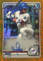 2020 Bowman Chrome Prospect Autographs #CPAAP Andy Pages Gold Shimmer Baseball Card