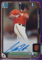 2015 Bowman Chrome Draft Pick Autograph #BCACS Chris Shaw Purple Refractor Baseball Card