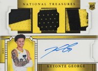 2023 Panini National Treasures Rookie Materials Autographs Triple #KGE Keyonte George Prime Basketball Card