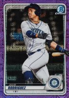 2020 Bowman Chrome Mega Box #BCP175 Julio Rodriguez Purple Refractor Baseball Card