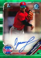 2019 Bowman Chrome Prospects Autographs #CPALG Luis Garcia Green Refractor Baseball Card