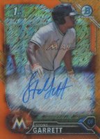 2016 Bowman Prospect Autographs #SG Stone Garrett Chrome-Orange Shimmer Refractor Baseball Card
