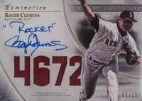 2017 Topps Luminaries Masters of the Mound Autographs Relics #RC Roger Clemens Baseball Card