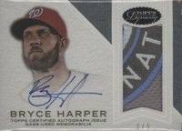 2016 Topps Dynasty Autograph Patches #APBH8 Bryce Harper Baseball Card