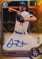 2022 Bowman Chrome Prospect Autographs #CPAGS Gavin Stone Gold Refractor Baseball Card