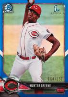 2018 Bowman Prospects Chrome #48 Hunter Greene Blue Refractor Baseball Card