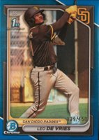 2024 Bowman Chrome Prospects #BCP179 Leo de Vries Blue Refractor Baseball Card