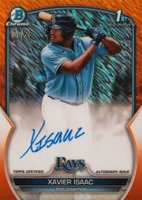 2023 Bowman Chrome Prospect Autographs #CPAXI Xavier Isaac Orange Shimmer Baseball Card