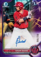 2022 Bowman Chrome Prospect Autographs #CPAEQ Edgar Quero Purple Refractor Baseball Card