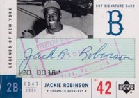 2001 Upper Deck Legends of NY Cut Signature #LC-JR Jackie Robinson Baseball Card