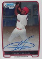 2012 Bowman Prospects #BCP102 Oscar Taveras Chrome-Autograph Baseball Card