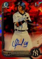 2022 Bowman Sapphire Edition Chrome Prospect Autographs #OC Oswaldo Cabrera Red Baseball Card
