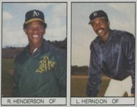1984 All-Star Game Program Inserts-Hand Cut # Larry Herndon/Rickey Henderson Baseball Card