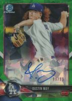 2018 Bowman Chrome Prospects Autographs #BCPADM Dustin May Green Atomic Baseball Card