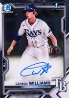 2021 Bowman Draft Chrome Draft Pick Autographs #CDACW Carson Williams Baseball Card