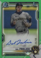 2021 Bowman Draft Chrome Draft Pick Autographs #CDASF Sal Frelick Green Refractor Baseball Card
