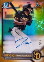2022 Bowman Chrome Prospect Autographs #CPAJWD James Wood Gold Refractor Baseball Card