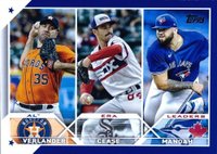 2023 Topps #311 Alek Manoah/Dylan Cease/Justin Verlander Royal Blue Baseball Card