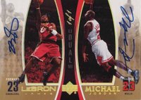 2005 Upper Deck MJ/LJ Bonus Pack #LJMJ10-A LeBron James/Michael Jordan Autograph Basketball Card
